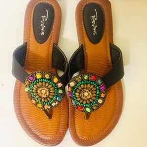 Brand New Women's Multicolor Boho Beaded Sandals